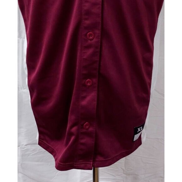 NIKE Mens XL Maroon White Short Sleeve Baseball Button Up Logo Jersey - Picture 3 of 13